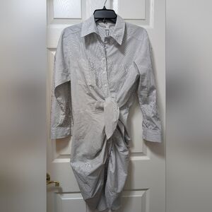 NWT Veronica Beard Sierra Ruched Mini Dress Striped Cotton Size 6 Navy White